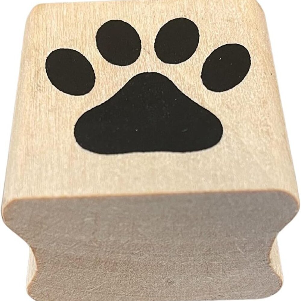 Paw Print Rubber Stamp on Wood Block for Stamping Crafting Scrapbooking 1 Inch